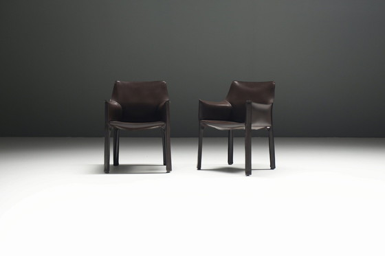 Image 1 of Prachtige Cab 412 & 413 Set in tabaksleer van Mario Bellini - Cassina Italië