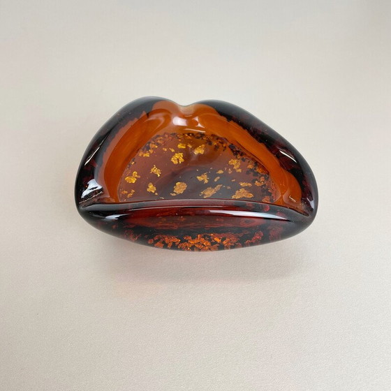 Image 1 of Vintage Murano glas "Gold Dust Flakes" asbak, Italië 1970