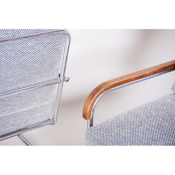 Image 1 of Paar vintage grijs chromen fauteuils van Mucke Melder, Tsjecho-Slowakije 1930