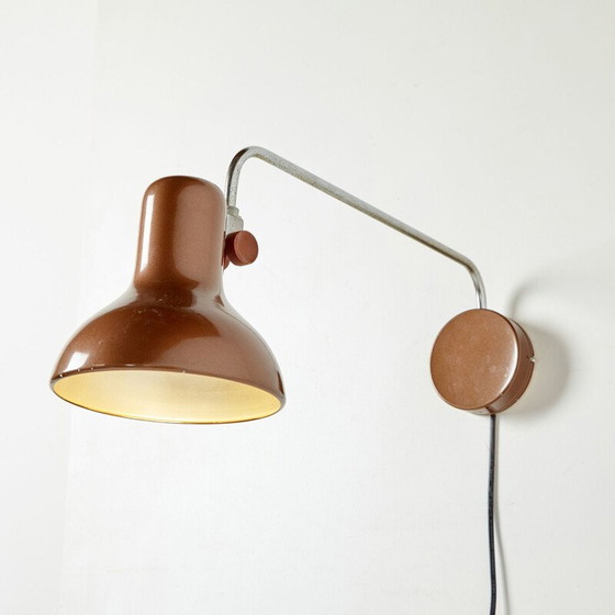 Image 1 of Bruine metalen vintage wandlamp met verstelbare kap