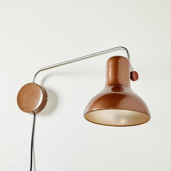 Image 1 of Bruine metalen vintage wandlamp met verstelbare kap