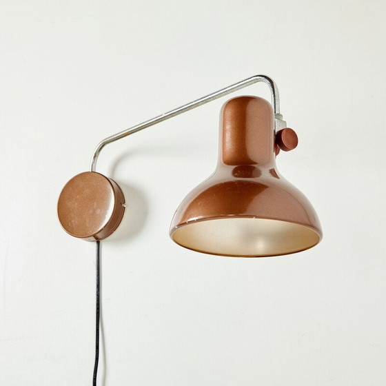 Image 1 of Bruine metalen vintage wandlamp met verstelbare kap