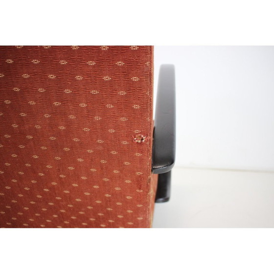 Image 1 of Vintage gebogen houten en stoffen fauteuil van Jindrich Halabala voor Up zavody, Tsjecho-Slowakije 1950