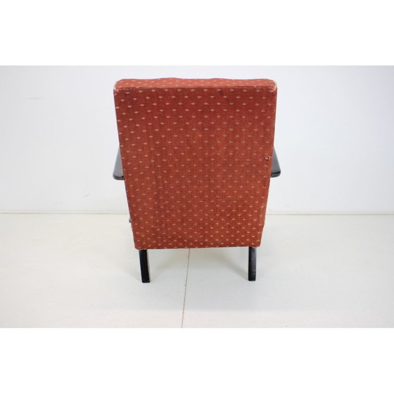 Image 1 of Vintage gebogen houten en stoffen fauteuil van Jindrich Halabala voor Up zavody, Tsjecho-Slowakije 1950
