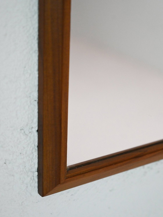 Image 1 of Vintage Scandinavische Rechthoekige Eiken Spiegel - Minimalistische Mid Century Wandspiegel