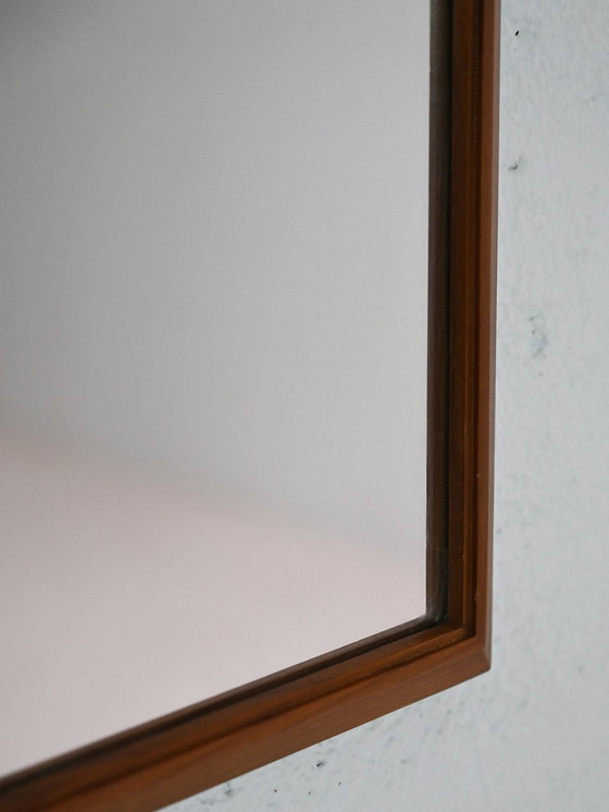 Image 1 of Vintage Scandinavische Rechthoekige Eiken Spiegel - Minimalistische Mid Century Wandspiegel