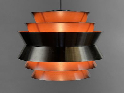 Hanglamp "Trava" In Geborsteld Aluminium Van Carl Thore Voor Granhaga Metallindustri. Zweden 1960S.