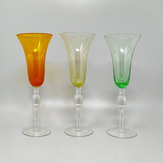 Image 1 of 1960S Verbazingwekkende set van zes Murano glazen. Gemaakt in Italië