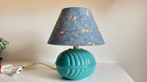 Vintage blauwe keramische bollamp