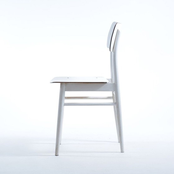 Image 1 of Midcentury witte stoel van T On in eiken en formica, Tsjecho-Slowakije 1960