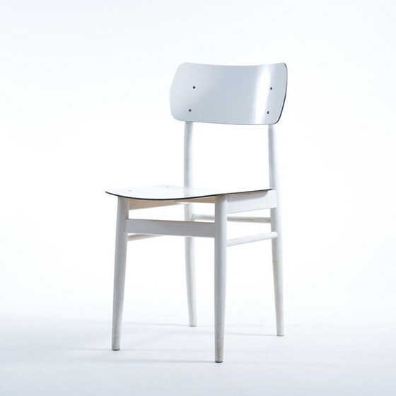 Image 1 of Midcentury witte stoel van T On in eiken en formica, Tsjecho-Slowakije 1960