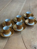 6x Franse Limoges Espressokopjes Met Schotel Éclat En Or