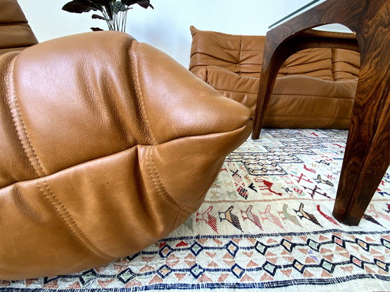 Image 1 of Togo Sofa Michel Ducaroy Ligne Roset 4-delig leer bruin