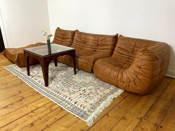 Image 1 of Togo Sofa Michel Ducaroy Ligne Roset 4-delig leer bruin