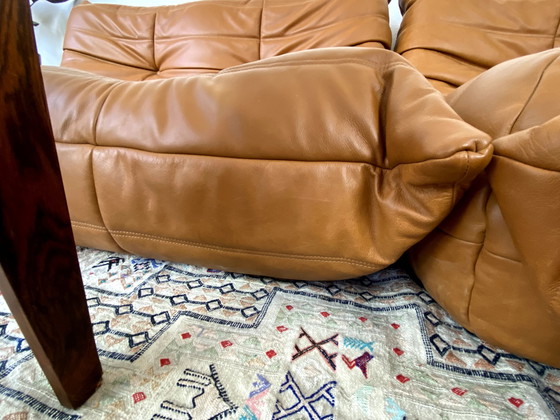 Image 1 of Togo Sofa Michel Ducaroy Ligne Roset 4-delig leer bruin