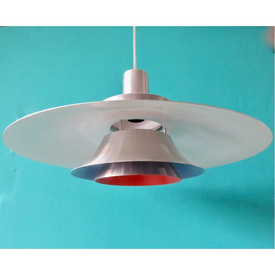 Image 1 of Vintage geborsteld aluminium hanglamp, Denemarken 1970