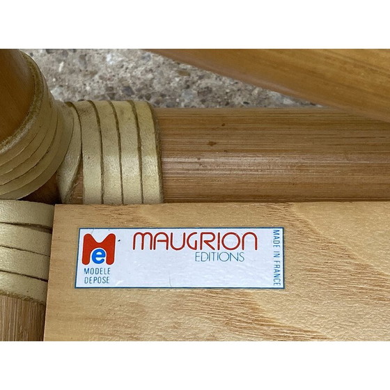 Image 1 of Vintage salontafel van rotan en eikenfineer voor Maugrion, 1980