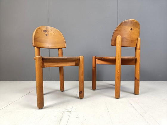 Image 1 of Vintage grenen houten eetkamerstoelen - 1980S - set van 6