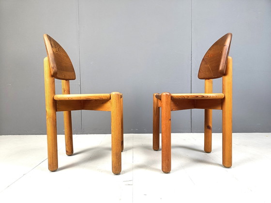 Image 1 of Vintage grenen houten eetkamerstoelen - 1980S - set van 6