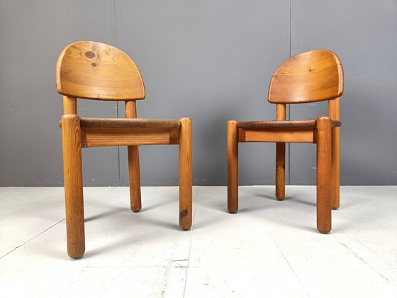 Image 1 of Vintage grenen houten eetkamerstoelen - 1980S - set van 6