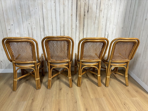 Image 1 of 4 Vintage Stoelen Rotan Eetkamerstoelen Beige 