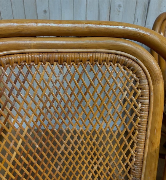 Image 1 of 4 Vintage Stoelen Rotan Eetkamerstoelen Beige 