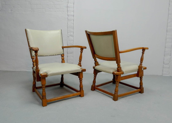 Image 1 of 4 Artifort Dutch Design Eikenhouten Fauteuils van Theo Ruth voor Artifort, jaren 50