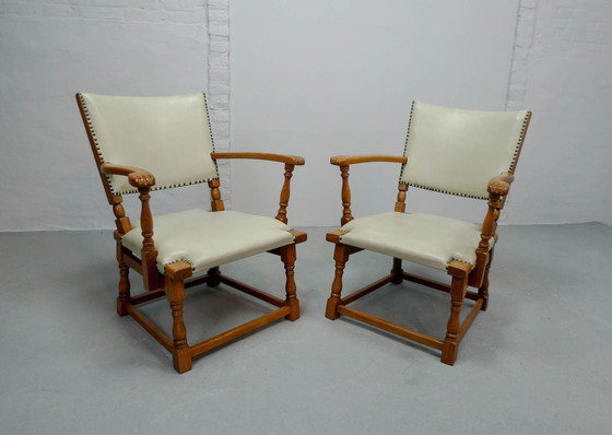 Image 1 of 4 Artifort Dutch Design Eikenhouten Fauteuils van Theo Ruth voor Artifort, jaren 50