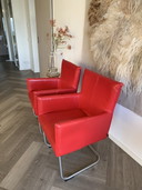 6x JESS rood leren eetkamerfauteuil