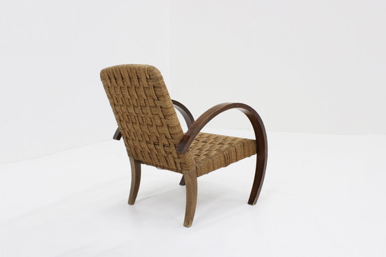 Image 1 of Vintage Italiaanse Fauteuil Touw En Hout 1960S