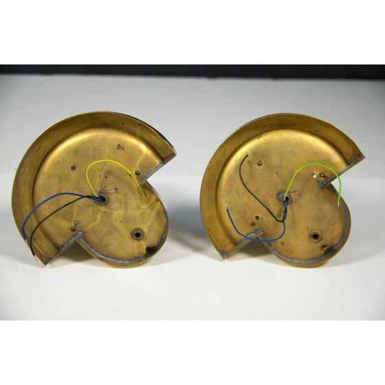 Image 1 of Paar vintage kubistische messing wandlampen van Josef Gočár, 1920