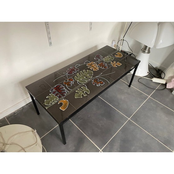 Image 1 of Vintage keramiek en stalen salontafel, jaren 1960