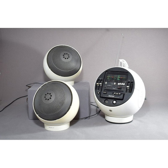 Image 1 of Vintage radio met 2 Weltron 'Space Ball' luidsprekers 2004