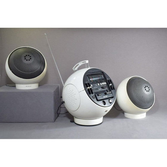 Image 1 of Vintage radio met 2 Weltron 'Space Ball' luidsprekers 2004