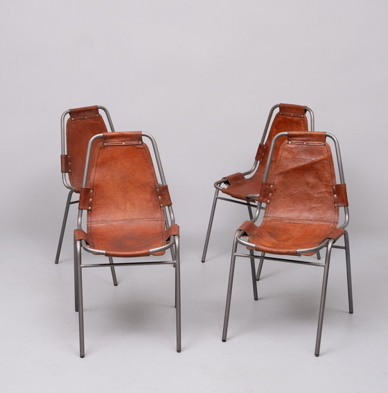 Image 1 of 4x “Les Arcs” Chairs selected by Charlotte Perriand – 1970S