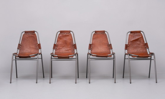 Image 1 of 4x “Les Arcs” Chairs selected by Charlotte Perriand – 1970S