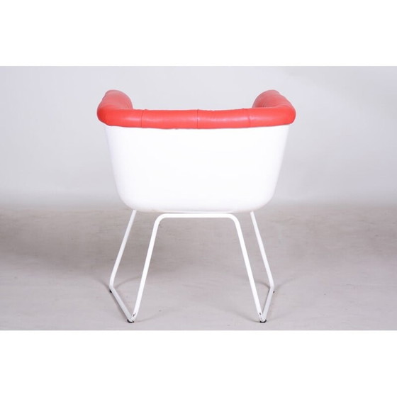 Image 1 of Vintage rood en witte fauteuil, jaren 1960