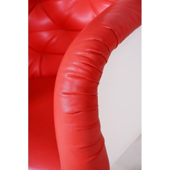Image 1 of Vintage rood en witte fauteuil, jaren 1960
