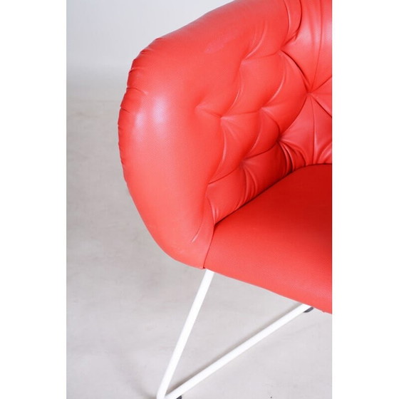 Image 1 of Vintage rood en witte fauteuil, jaren 1960