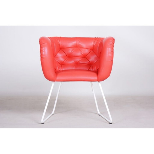 Vintage rood en witte fauteuil, jaren 1960