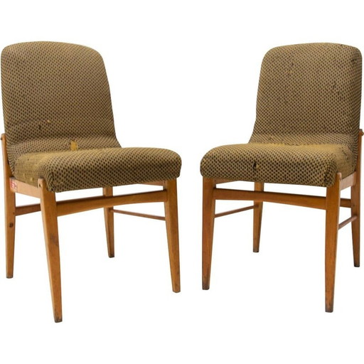 Paar mid century eetkamerstoelen, Tsjecho-Slowakije 1960