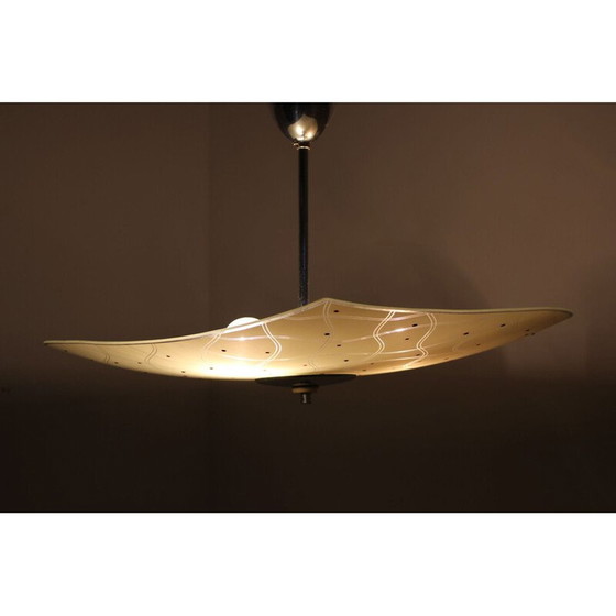 Image 1 of Vintage glas-chroom hanglamp, Tsjechië 1960
