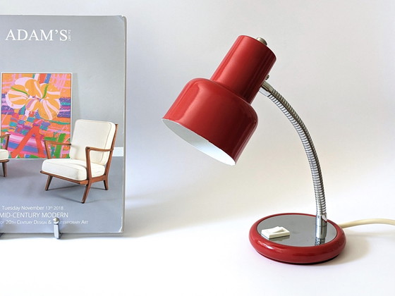 Image 1 of Richard Essig Rood en Chroom Bureaulamp