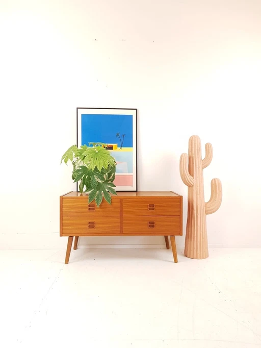 Vintage Deens Ladekastje Teak 4 Lades