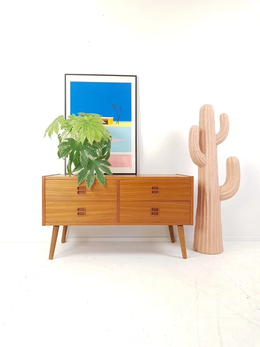 Vintage Deens Ladekastje Teak 4 Lades