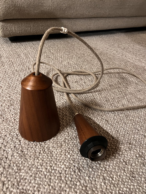 Image 1 of Vintage hanglamp - teak en touw - Temde Leuchten