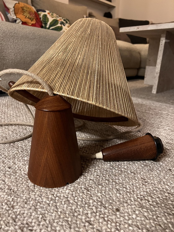 Image 1 of Vintage hanglamp - teak en touw - Temde Leuchten