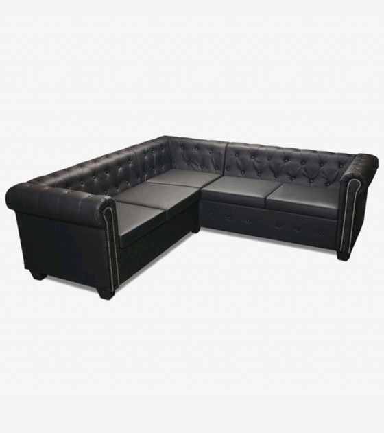 Image 1 of Chesterfield hoekbank leer nieuw