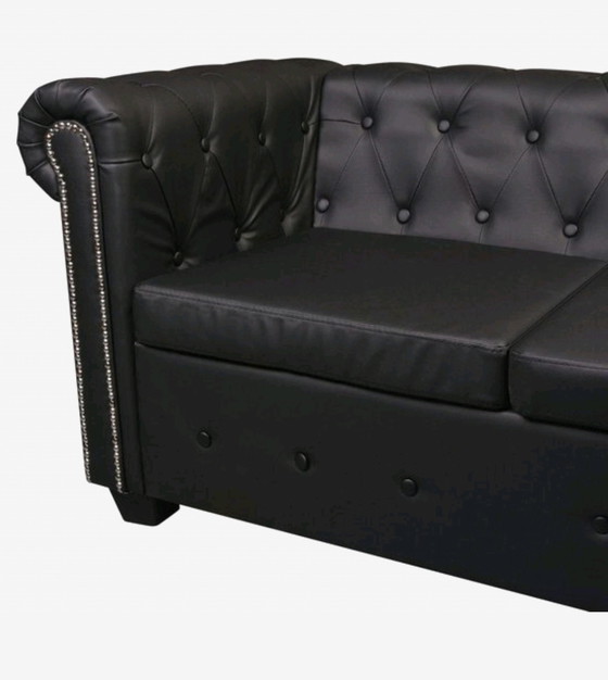 Image 1 of Chesterfield hoekbank leer nieuw