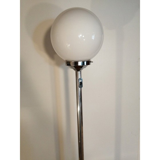 Image 1 of Vintage opaline en chromen globe vloerlamp, 1950-1960